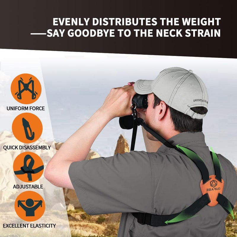 OUFABE Binocular Harness Strap, X-shaped Adjustable and Deluxe Bino Chest Straps for Hunting, Fits for Carrying Binocular, Cameras, Rangefinders and More - Image 2